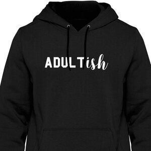 New Adultish Black Hoodie Fleece Sweatshirt